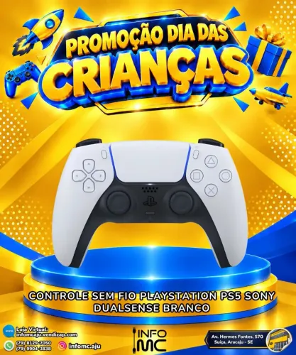 Controle sem fio playstation Ps5 sony dualsense branco