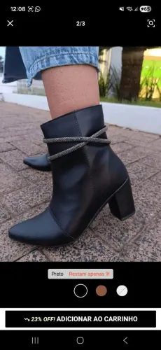 Bota bico fino cano curto