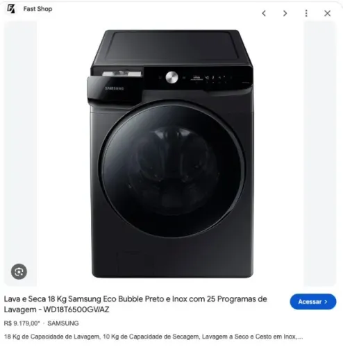 Lava e seca samsung 18kg