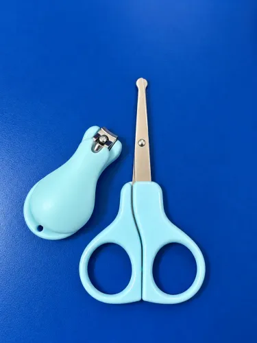 Kit tesoura + cortador unha bebê azul