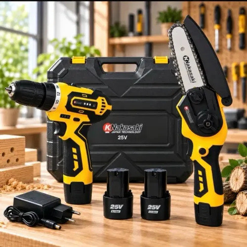 Kit Parafusadeira Mini Motosserra 2 Baterias Maleta Nakasaki