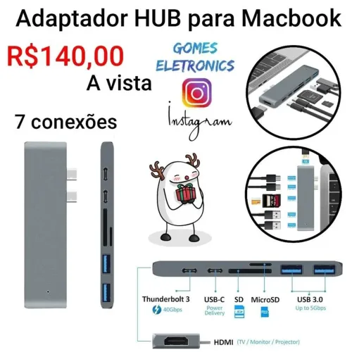 Adaptador HUB para Macbook 7 em 1 - Modelo Macbook pro/air (Loja Fisica)