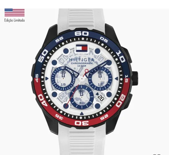 Relógio Tommy Hilfiger TH Regatta Masculino Em Borracha Branca seminovo