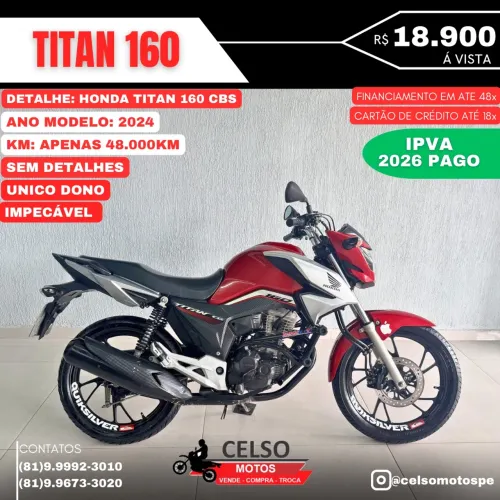 TITAN 160 2024 c/48.000km IPVA26 PAGO FINANCIO 48x ACEITO SUA MOTO
