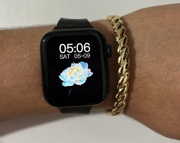 Relógio Smartwatch T500+ Plus 44mm Pulseira Metálica