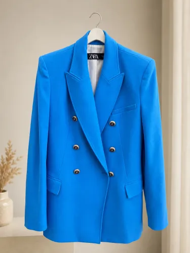 Blazer Zara Original Azul Vibrante
