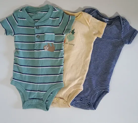 Kit 3 Bodies Bebê Manga Curta Listrados 6-9 Meses