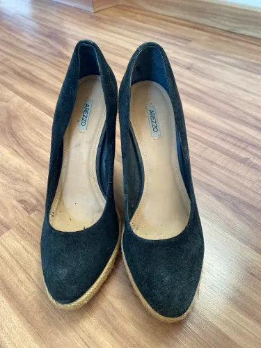 Espadrille preta de camurça 
