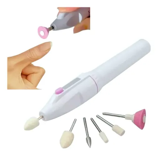 Lixa Elétrica Profissional 5 em 1 Sem Fio Recarregável Manicure Pedicure Unhas Gel Fibra