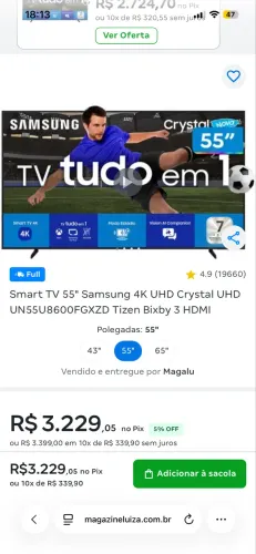 SMART TV SAMSUNG CRYSTAL 55