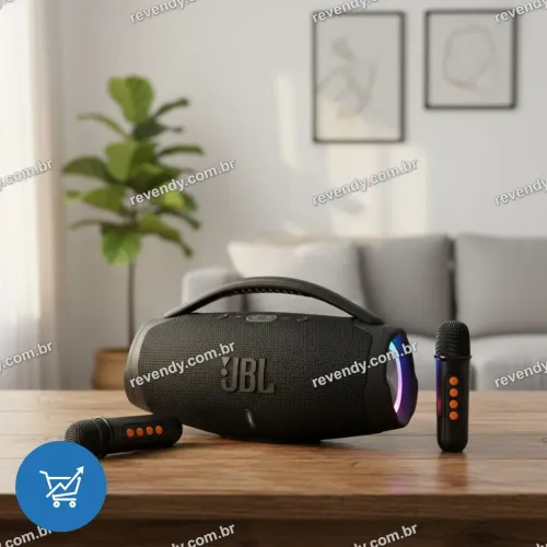 Boombox com 2 microfones sem fio - entrega rápida 
