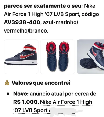 ? NIKE AIR FORCE 1 HIGH - NOVO  ? R$ 500,00  