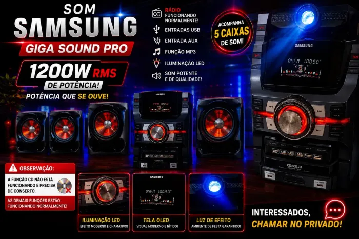 SOM SAMSUNG GIGA SOUND PRO 1200W RMS + 5 CAIXAS