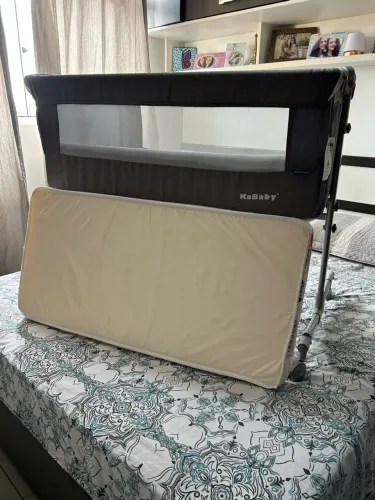 Berço Acoplável Co-Bed KaBaby Cinza - Excelente Estado!