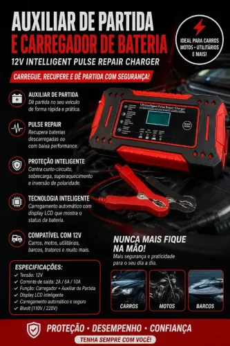 Recarregador de bateria é auxiliar de partida