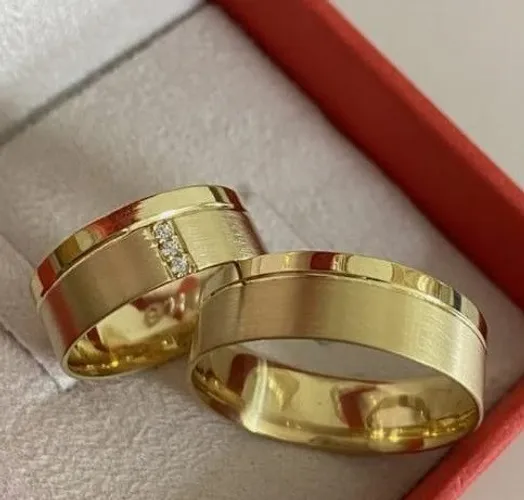 Par de Alianças Reta- 8 MM - Stone Bel Joias Umarizal