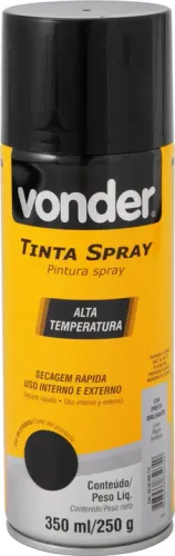 Tinta em spray alta temperatura, preto, 350 ml/250 g, VONDER