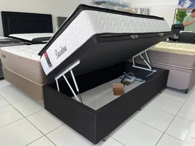 Cama Box Baú Premium Solteirão 96x203 Colchão Molas Ensacadas com Pillow Macio Nova!