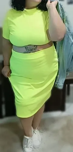 Conjunto plus size crepe verde