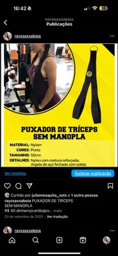 PUXADOR DE TRÍCEPS SEM MANOPLA R$ 40
