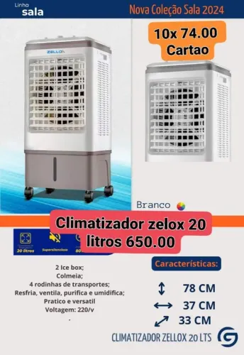 Climatizador evaporativo Zelox 20 litros - Novo