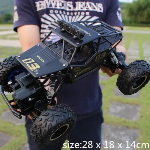 Carrinho de Controle Remoto Jeep 4x4 Off-Road Recarregável Suspensão Alta Pneus de Borrach