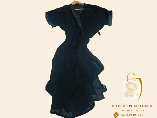 PROMOÇÃO! robe feminino preto CHIFFON TAMANHO G