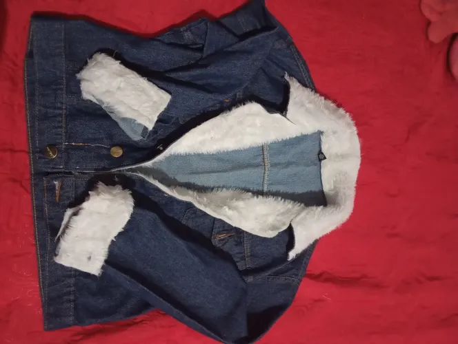 Jaqueta Jeans Lycra Prime Amaciada C/ Pelo Branco ''Mamacita''