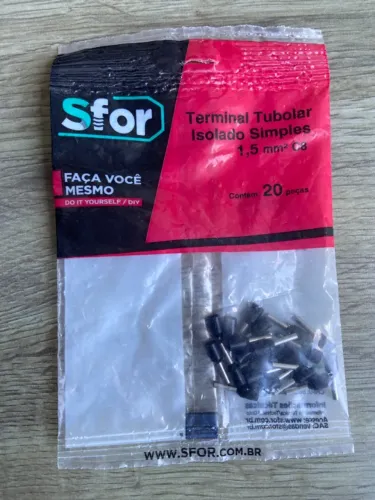 Terminal Tubular Isolado Simples 1,5mm² C8 (3 pacotes com 20unidades em cada)