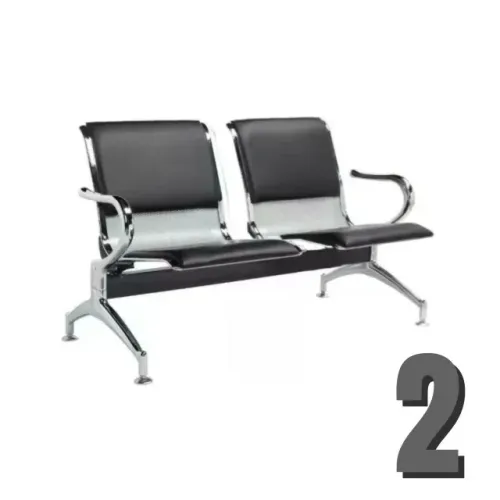 Longarina Aeroporto Estofada 2 Lugares Cor Cromada Conforto Design Sofisticado 33110