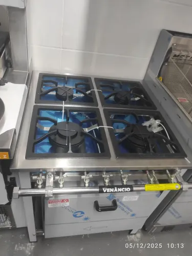 Bh fogão inox 4 bocas 2 queimadores duplos e 2 simples 
