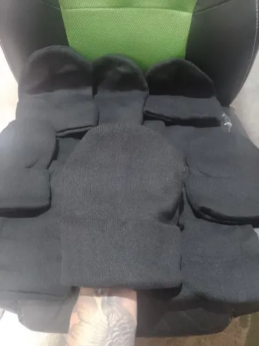 Touca de lã preta unissex adulta 