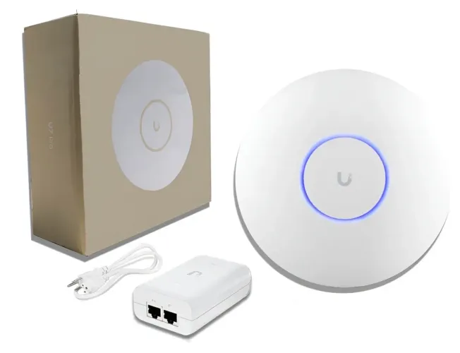 Access Point Ubiquiti Unifi Wi-Fi 7 U7-Pro 6GHz AC 2X2 com Injetor Poe+ U-PoE-AT 30W