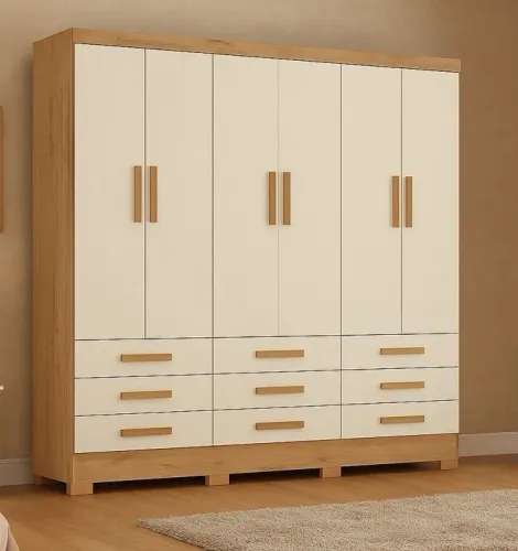 Guarda-Roupa Moderno 6 Portas e Gavetas