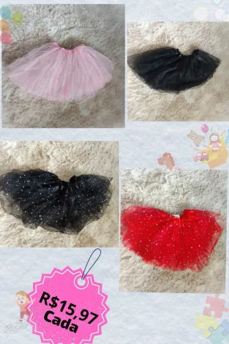 Saias de Tule Infantil com Glitter - Diversas Cores