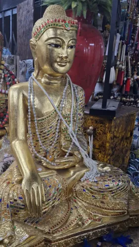 Buda de madeira de 1 metro importado da Tailândia