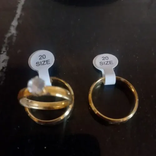 Aliança de Compromisso 1 Par com 1 Solitário Tam 20 Dedos Cheinhos Moeda Banhada Ouro