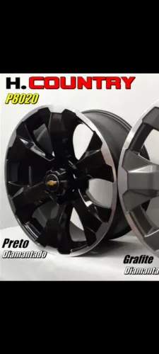 Roda aro 22 Chevrolet S 10 Contry preta com diamantado jogo novo