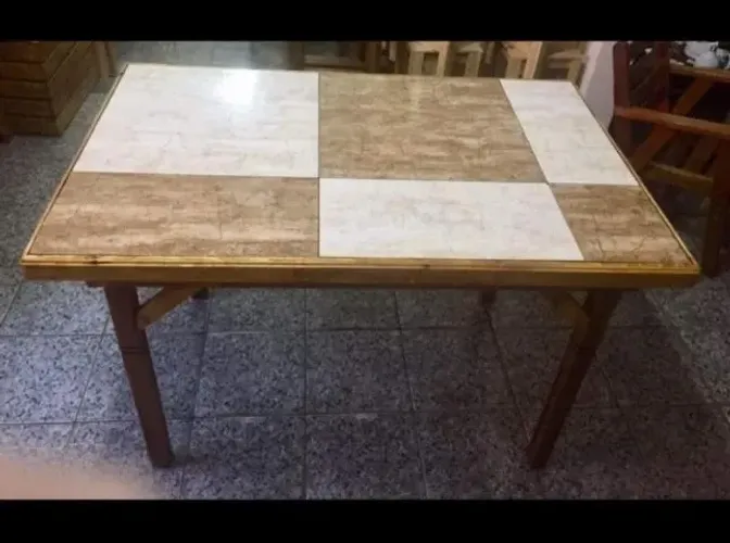 Mesa Palete Tampo Azulejo,Altura 80cm, Largura 80cm, Comprimento 125cm