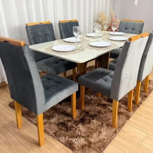 Mesa de Jantar 1.60×0.80 Com 6 Cadeiras Lima l654