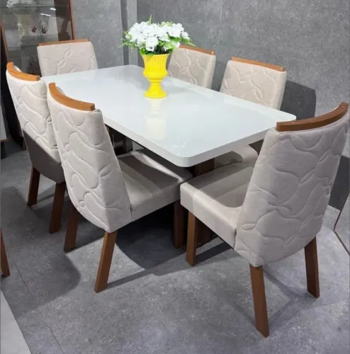 Mesa de jantar centra com 6 cadeiras lumina 
