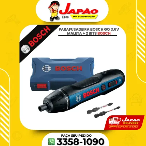Parafusadeira a Bateria 3.6V Reta Bosch Go Com Estojo e 2 Bits Garantia de 1 Ano