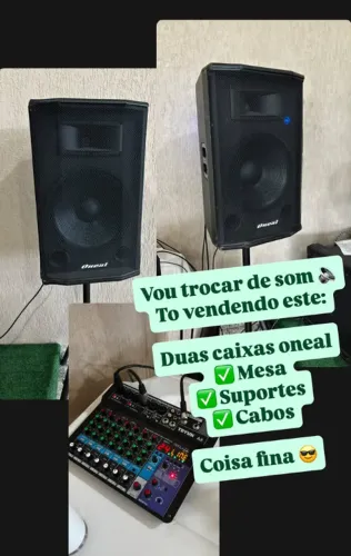 Caixas de som ONEAL 300x - Ativa e Passiva + Mesa de som e cabos