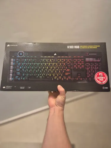 Teclado mecânico gamer Corsair K100 RGB - CHERRY MX Speed - Preto - Novo/Lacrado