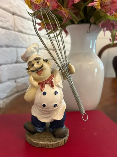 Escultura Chef de Cozinha em Resina - Decoração Gourmet