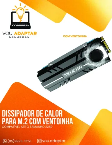 Dissipador de Calor para Ssd M.2 com ventoinha ativa Placa mãe