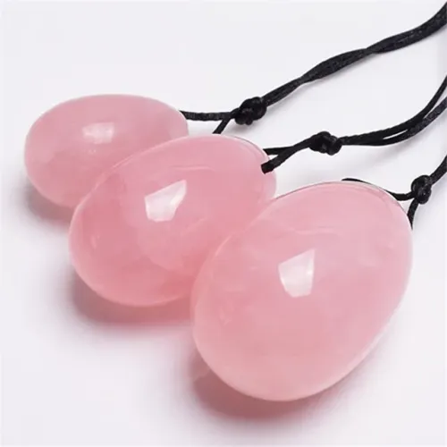 3 Ovos Quartzo Rosa P,m,g: Yoni Egg Quartzo Rosa, Obsidiana ou jade