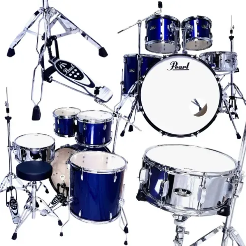 Bateria Pearl Roadshow Completa, com Ferragens, Banco e Pedal