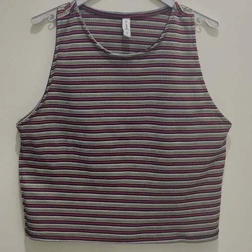 Novo: cropped regata basic listrado tamanho G