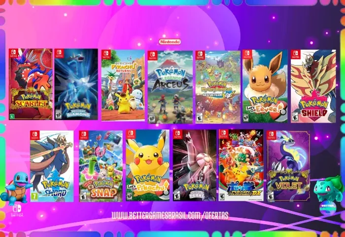 Pokemons Pearls Diamond Arceus Sword Scarlet Pikachu Nintendo Violet Eevee Shield Legendss